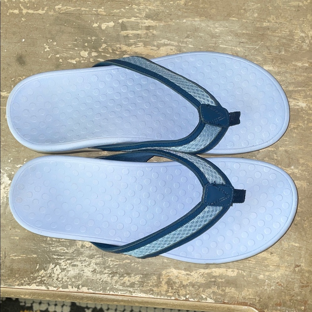 Vionic Blue and Light Blue Flip-Flops - Picture 4 of 6